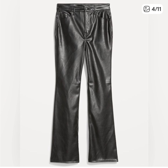 Old Navy High Rise Flare Black Faux Leather Pants size 4 - Picture 4 of 5